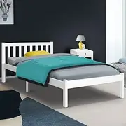 Artiss King Single Bed Frame Platform Wooden Timber Frames Beds Base Bedroom Room Decor Home Furniture White for Kids, Toddler and Adult, Modern Design