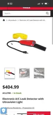 Mac Tools Electronic Leak Detector With Uv Blue Light