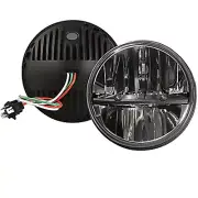 Octane 7" inch Round Chrome Black Dual Low/Hi HID LED Octane Headlights Pair (for: Fiat)