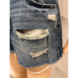 N1468 全新Abercrombie & Fitch 26腰刷破不修邊抽鬚爆瘦低腰牛仔短褲denim shorts