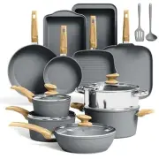 Kitchen Academy Juego de utensilios de cocina 17 PCS Cookware Set Gris
