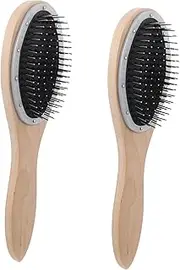 SHERCHPRY 2Pcs Paddle Hair Brush Ergonomic Wooden Handle Comb with Wire Bristles for Wet Dry Hair Suitable for Men Women and Reducing Snagging and Breakage