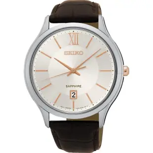 【SEIKO】城市簡約美學時尚手錶-玫瑰金時標x咖啡/42mm 送行動電源(7N42-0GG0K SGEH55P1)