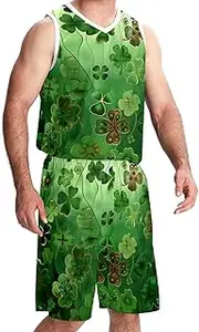 [KQNZT] Basketball Jersey, Basketball Jersey for Women, Hip hop Clothing for Party, Green Happy St Patrick's Day