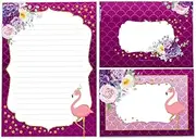 Letter Paper Set A5 Letter Pad with Envelopes Children's Flamingo for Girls (A5 Pad with 25 Sheets + 15 Envelopes)