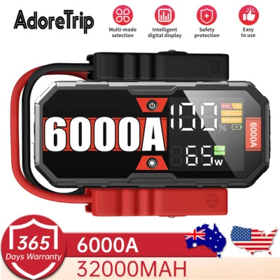 AdoreTrip 6000A Car Jump Starter High Booster Battery Power Bank Fast Charger