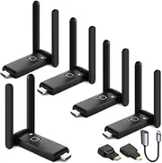 Wireless HDMI 1 Transmitter and 4 Receivers, Plug and Play, Multi TV Extender, Wireless HDMI Extender Kit Supports Video Streaming from Laptop to HDTV/Projector/Tab