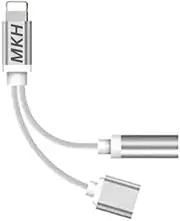 MKH 2 in 1 Lightning to 3.5mm Headphone Jack Adaptor, Charger Splitter Adapter Dongle & Aux Audio Stereo Cord to Phone Lightning Cable Compatible with Models Like iPhone 14/13/12/11/XS/XR/X/8