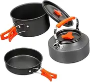 Totority 1set Person Portable Picnic Set Pot Non-Stick Pan Cooking Utensils Set for Camping Hiking