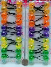 2 pack of blue green ball ELASTIC hair Scrunchie tie bead girl Ponytail Holder