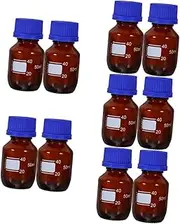 MUCKLILY 5sets Graduated Reagent Bottles Leak Glass Sealing Bottles with Caps Portable Chemical Sample Jars for Laboratory and Classroom Use Each 2pcs*5