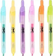 Mr. Pen- Retractable Highlighters, 6 Pack, Pastel Colors, Chisel Tip, No Smear Click Highlighter, Bible Journaling, Mild Markers, Pens