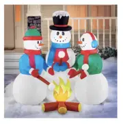 Christmas Snowman Trio Campfire Airblown Inflatable Outdoor Lights Yard Deco 4’