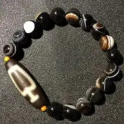 Magic Tibetan Old Agate Precious Bottle Totem dZi Bead bracelet11.6*37.5mm N005