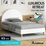 ALFORDSON Bed Frame King Single Mattress Base Platform Leather White CALLA