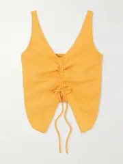 [NANUSHKA] NANUSHKA - Berdine Ruched Linen Top - Orange - xx small xx small Orange