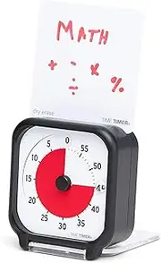 TIME Timer TT03B-W Study Timer, 3.1 inches (8 cm), 60 Minutes, Learning Alarm