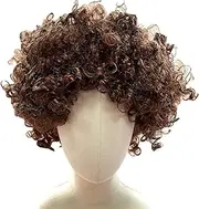 CENZICOM Women Men Fluffy Afro Short Curly Wig, for Cosplay Anime Party Christmas Halloween Fancy Funny Clown Wigs Synthetic Hair (Brown)
