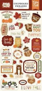 Echo Park Chipboard 6"X13"-Phrases, I Love Fall - 3 Pack