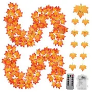 Pack Thanksgiving Decor Fall Garland String Lights with Timer and 2 Fall Decor