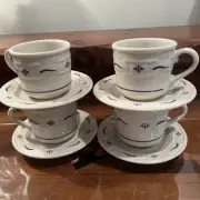 Longaberger Woven Traditions Classic Green Coffee Cups & Saucers set of 4