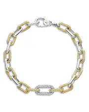 Lagos 18K Yellow Gold & Silver Caviar Lux-Clip Diamond Link Bracelet - Exclusive