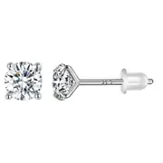 Catzon 925 Sterling Silver Stud Earrings with Cubic Zirconia for Women-Rubber Back