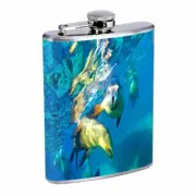 Sea Lion Em1 Flask 8oz Stainless Steel Hip Drinking Whiskey