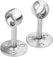 2 Pieces Stainless Steel Wardrobe Pipe Lever Rod Holder Socket Bracket 19mm