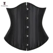 Solid Black Champagne-colored Corset 26 Steel Boned Underbust Corselet Women