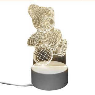 Viita 聖誕禮物/交換禮物 3D 創意 立體壓克力 LED 床頭 夜燈 愛心熊