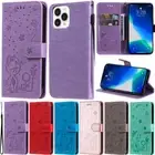 Cat Bee Wallet Flip Case Cover For iPhone 16 15 14 13 12 Pro Max XS XR 11 8 Plus
