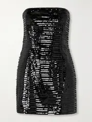 [A.L.C.] A.L.C. - Elsie Strapless Sequined Satin Mini Dress - Black - US12 US 12 Black