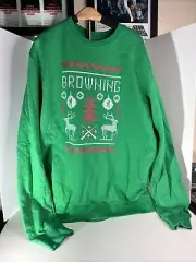 Green Browning Firearms Men's Crewneck Pullover Christmas Sweatshirt- XL -NWT