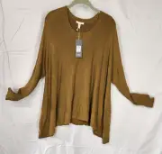Eileen Fisher $228 Gold Leaf Box Top Sweater Size PL Petite Large New with Tag