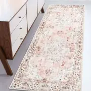 Non Slip Boho Pink Runner Rug, Machine Washable for Hallways Entryway Kitchen...
