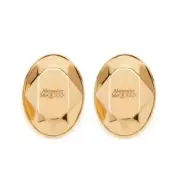 NIB $590 Alexander McQueen Large Faceted Stone Logo Stud Earrings