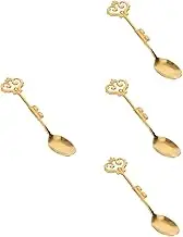OSALADI 4pcs Golden Vintage Cutlery Ice Tea Spoons Dinner Spoons Small Spoon Stainless Steel Serving Utensils Mini Spoon Coffee Scoop Stirring Spoons Girl Portable Stainless Steel Spoon