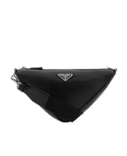 Prada Triangle Logo Zipped Messenger Bag One size black