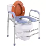 Raised Toilet Seat with Handles 400lbs, Bathroom Stand Alone Toilet Safety Frame