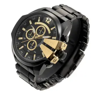 DIESEL DZ4338 手錶 53mm 大錶面 黑金配色 金錶 計時日期顯示 男錶