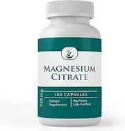 Magnesium Citrate, 100 Capsules, 75 mg Magnesium/Serving, Non-GMO, Gluten-Free, Pharmaceutical Grade, No Additives or Fillers, Potent, Lab-Tested for Purity, Made in The USA, Satisfaction Guaranteed