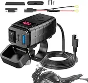 Motorcycle USB Phone Charger – Quick Charging PD 3.0, Voltmeter ON/Off switchs | universall usbz Port, High-Speed Mottorcycle UUSB Chager Socket, Motercycle Accessories for Riders