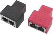 Hanprmeee RJ45 Coupler,6Pack Network Adapter RJ45 Female to 2 Female Port CAT 5/CAT 6 LAN Ethernet Socket Splitter Connector Adapter (Black，red) (6Pack)
