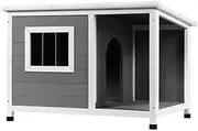 Large Wooden Dog Kennel Outdoor Indoor Puppy House Log Cabin Pet Shelter