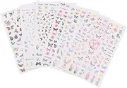 Butterflies Nail Stickers Strip Set 6 Sheets Self-Adhesive Nail Decals for Wedding Party Prom Daily Wear Random Style