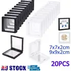 20Packs 3D Floating Frame Holder Stand Box Clear Jewelry Ring Coin Display Case