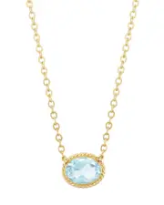 Bloomingdale's Fine Collection Aquamarine Faceted Oval Pendant Necklace in 14K Yellow Gold, 18-19