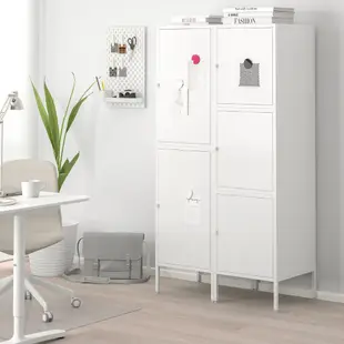 北歐IKEA宜家HÄLLAN附門組合櫃收納櫃抽屜櫃置物櫃邊櫃鐵櫃/白色三門/45x47x167/二手八成新/特$3780