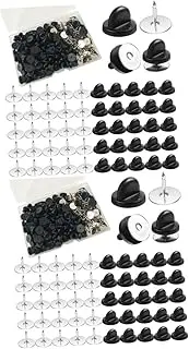 [TEHAUX] 2 Boxes Rubber Pin Buckle Pin Backs Metal Pin Backs Tie Tacks Blank Badge Lapel Pin Back Replaceable Pin Backs Brooch Back Pin Round Clutch Decorate Collar Pin Alloy Pin Back
